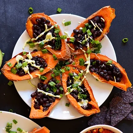 Loaded Black Bean Sweet Potato Boats