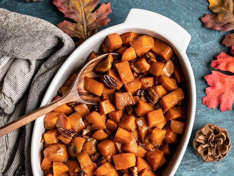 Maple Roasted Sweet Potatoes with Pecans
