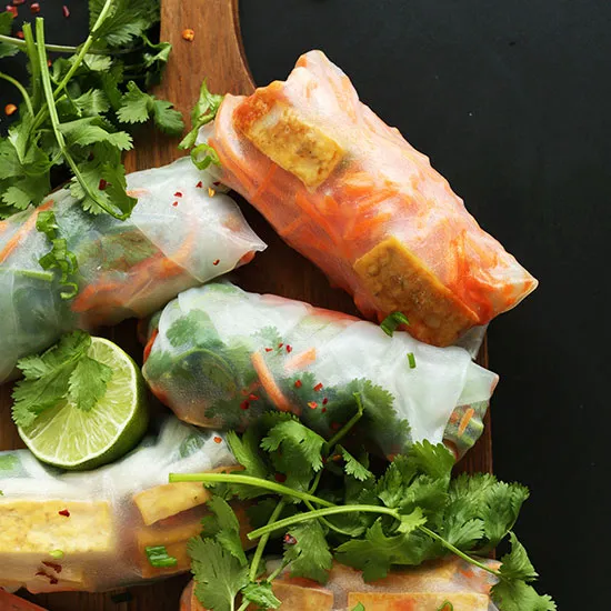 Tofu Spring Rolls with Pickled Veggies (Banh Mi-Inspired)