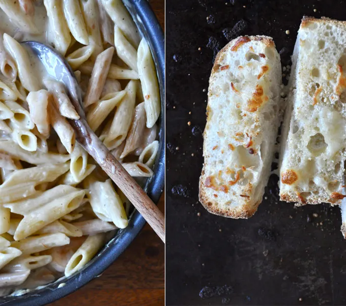 Light Alfredo Sauce & Cheesy Garlic Ciabatta