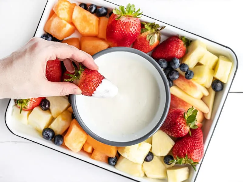Honey Vanilla Cottage Cheese Fruit Dip