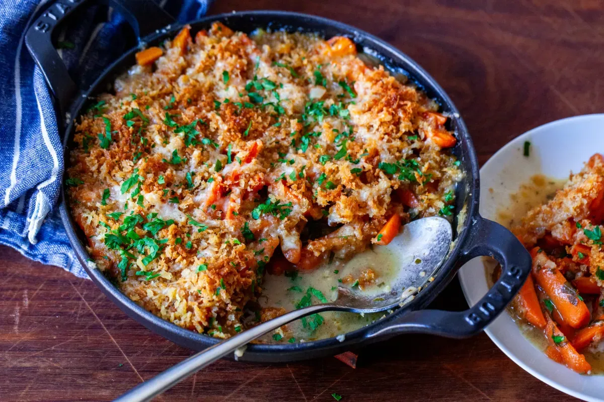 crunchy brown butter baked carrots