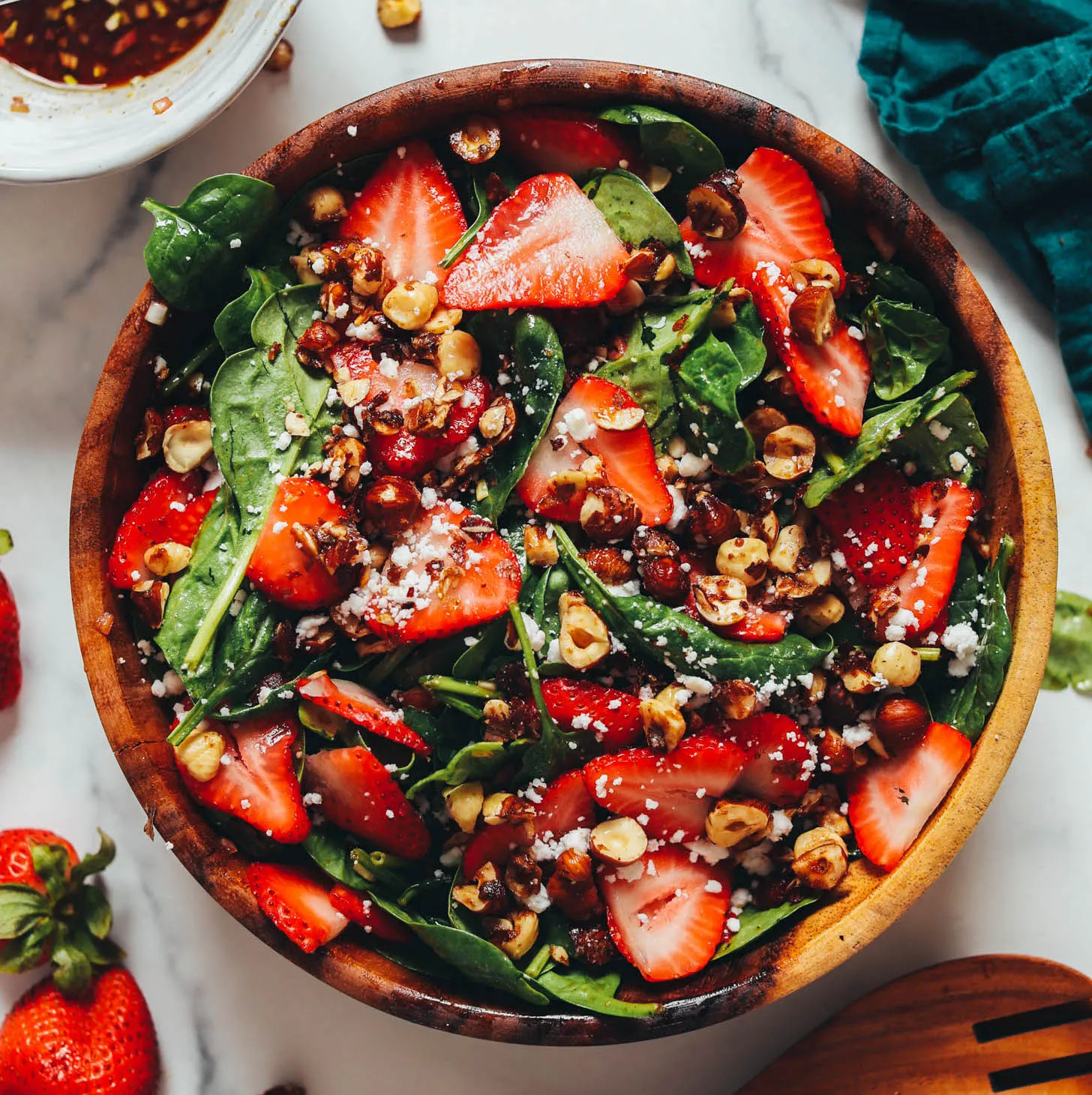 Strawberry Spinach Salad with Candied Hazelnuts
