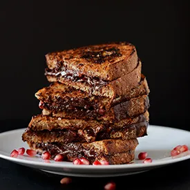 Grilled Almond Butter, Dark Chocolate & Pomegranate Sandwich