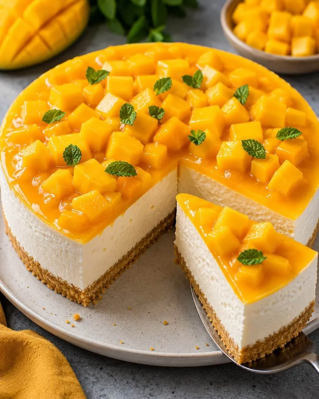No Bake Mango Cheesecake