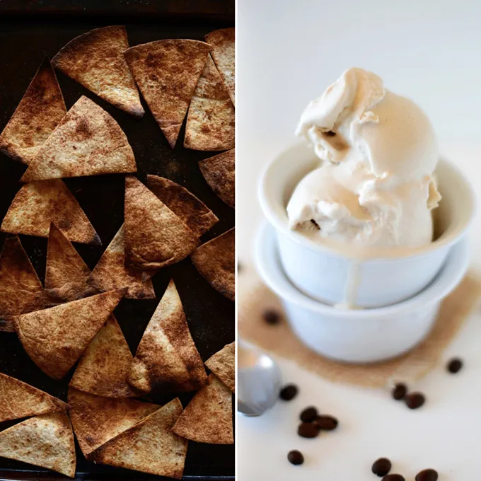 Vegan Dessert Nachos with Coffee Ice Cream