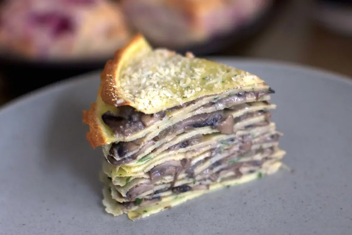 mushroom crêpe cake
