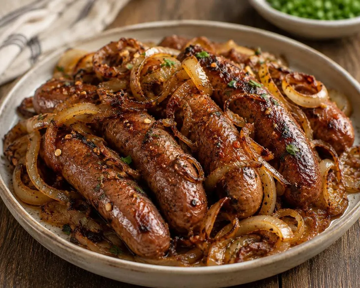 Spiced Sausages and Crispy Onions – Easy and Delicious