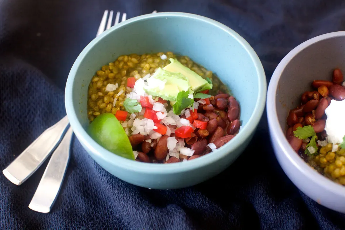 red bean and green grain taco bowl
