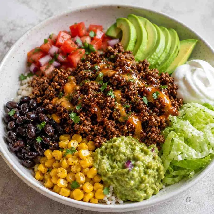 Easy & Delicious Nacho Style Hot Honey Taco Beef Bowls
