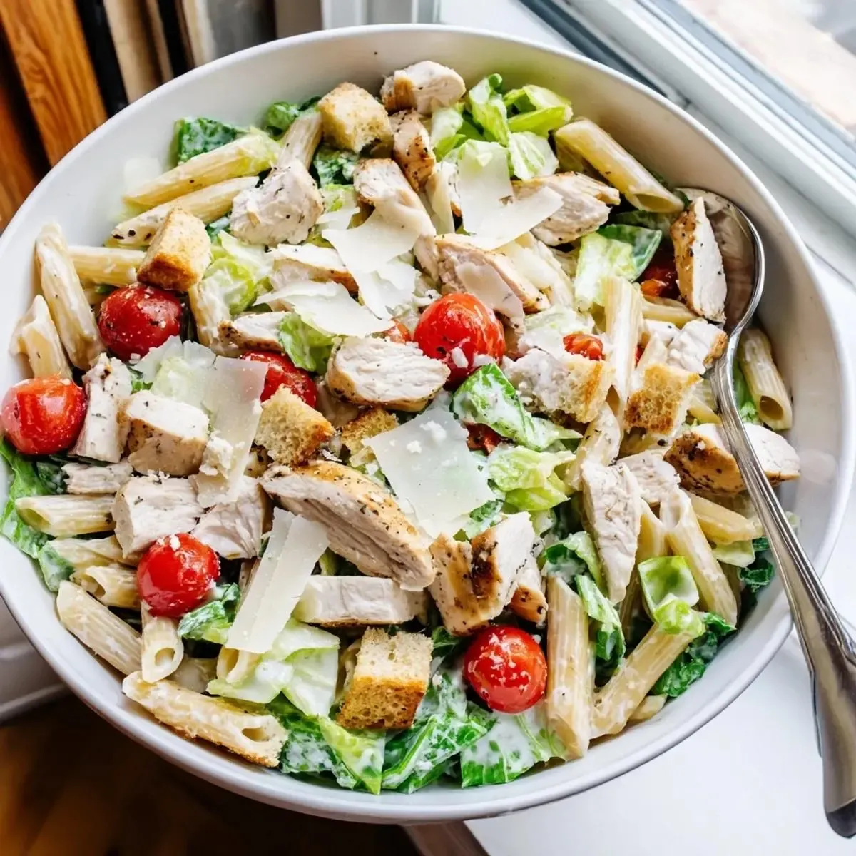 Easy Chicken Caesar Pasta Salad