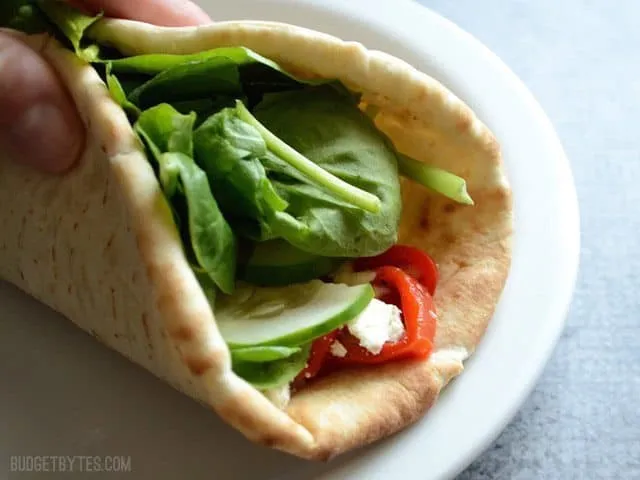 Roasted Red Pepper Hummus Wraps