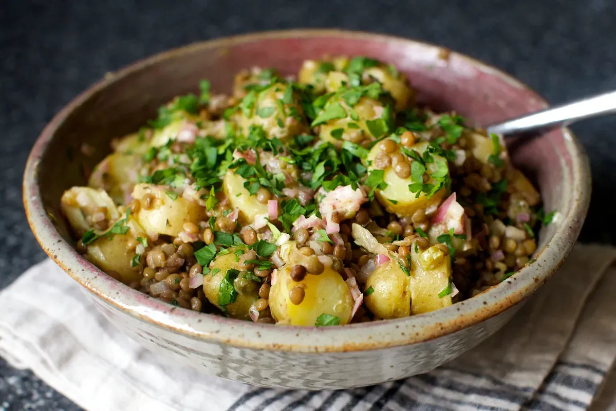 warm lentil and potato salad