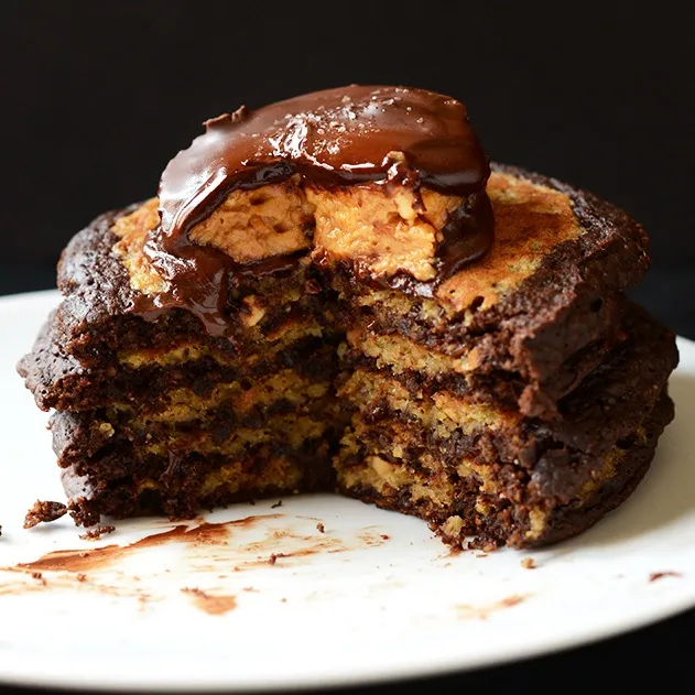 Peanut Butter Cup Pancakes (Vegan + Gluten-Free)