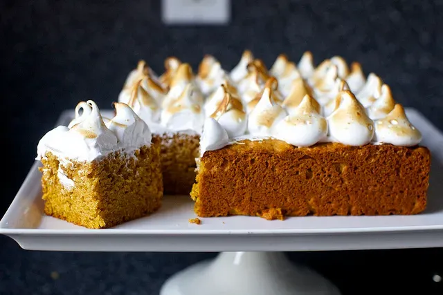 sweet potato cake with marshmallow frosting
