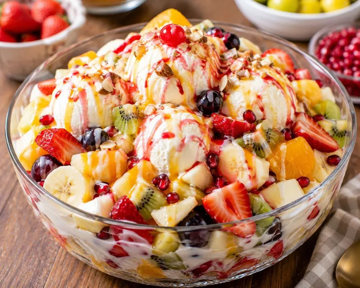 Fresh Fruit Salad with Ice Cream – Easy and Refreshing