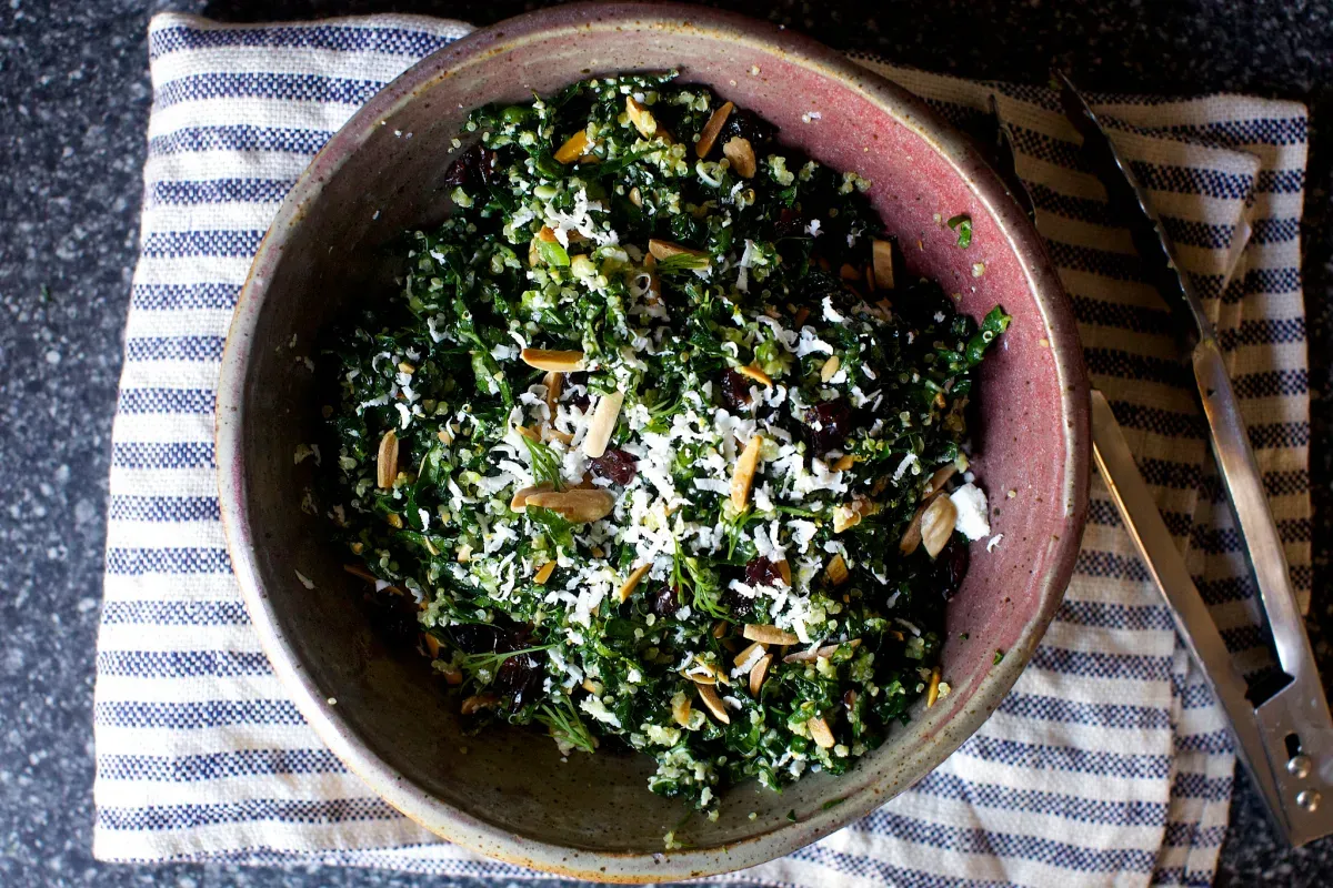 kale and quinoa salad with ricotta salata