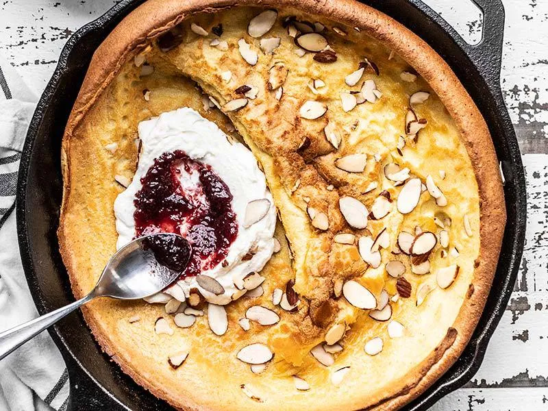 Almond Dutch Baby with Ricotta and Jam