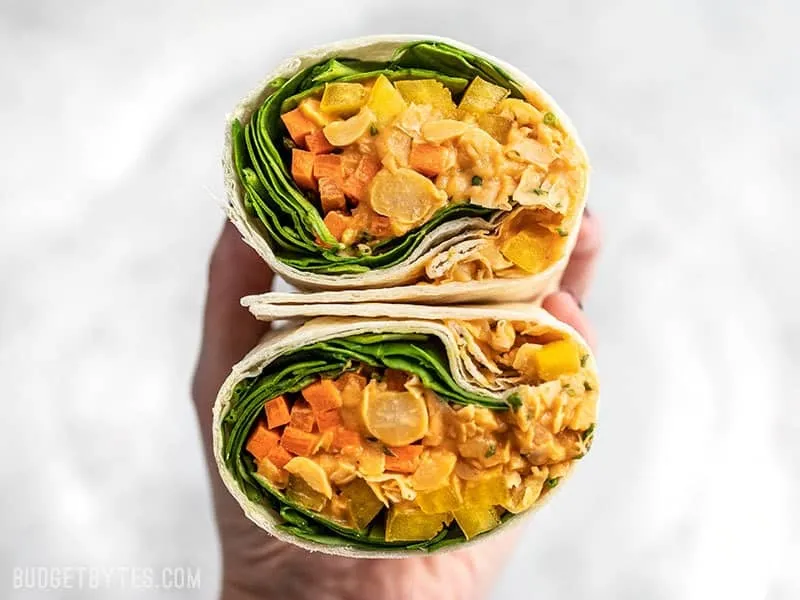 Sriracha Chickpea Salad Wraps