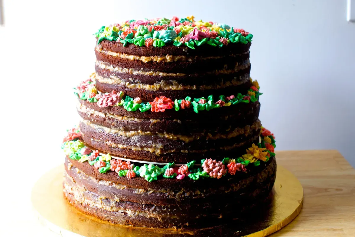 german chocolate cake + a wedding cake