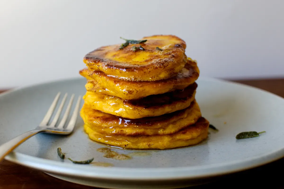 winter squash pancakes with crispy sage and brown butter