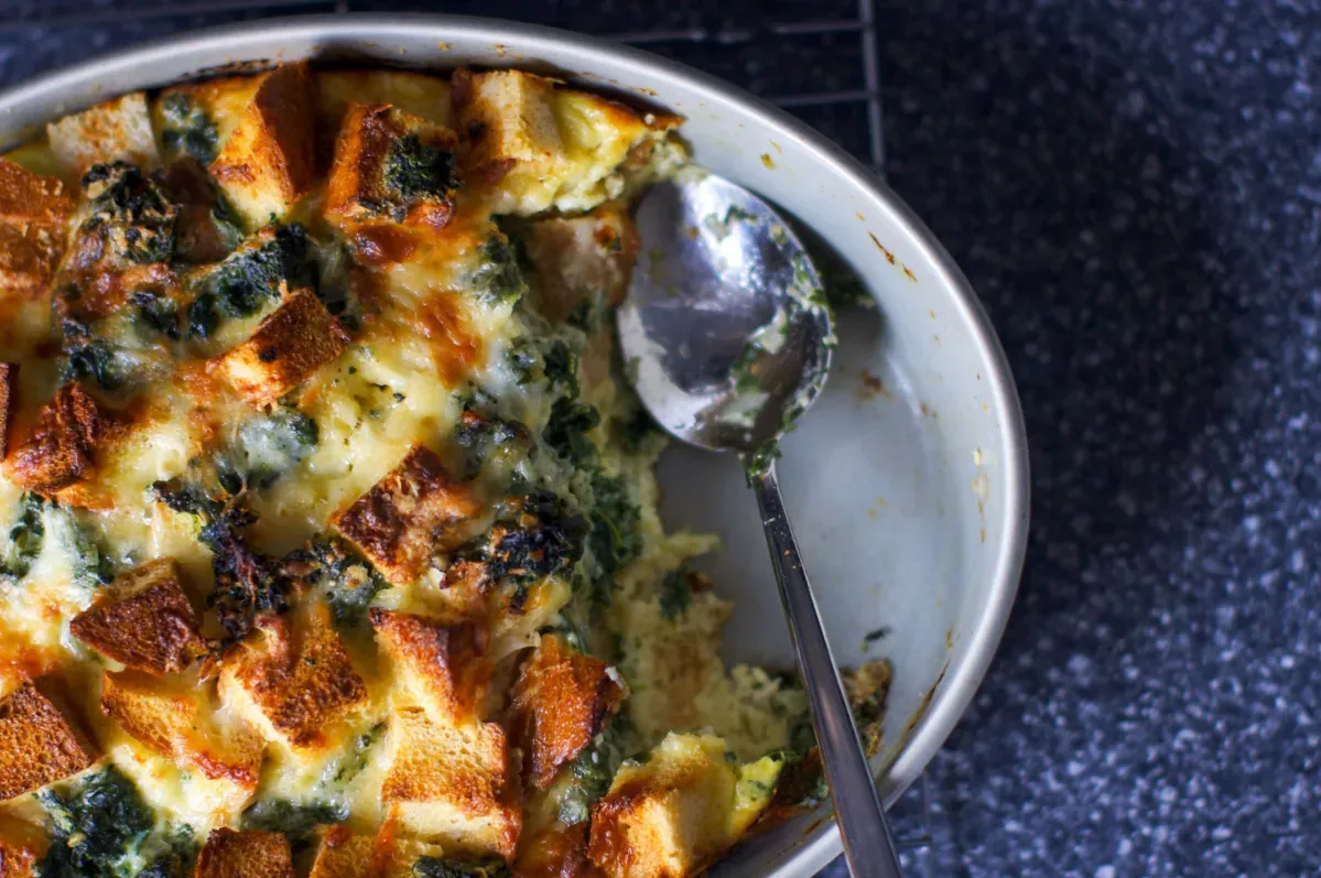 spinach and cheese strata