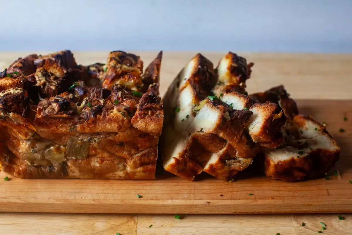 leek bread pudding