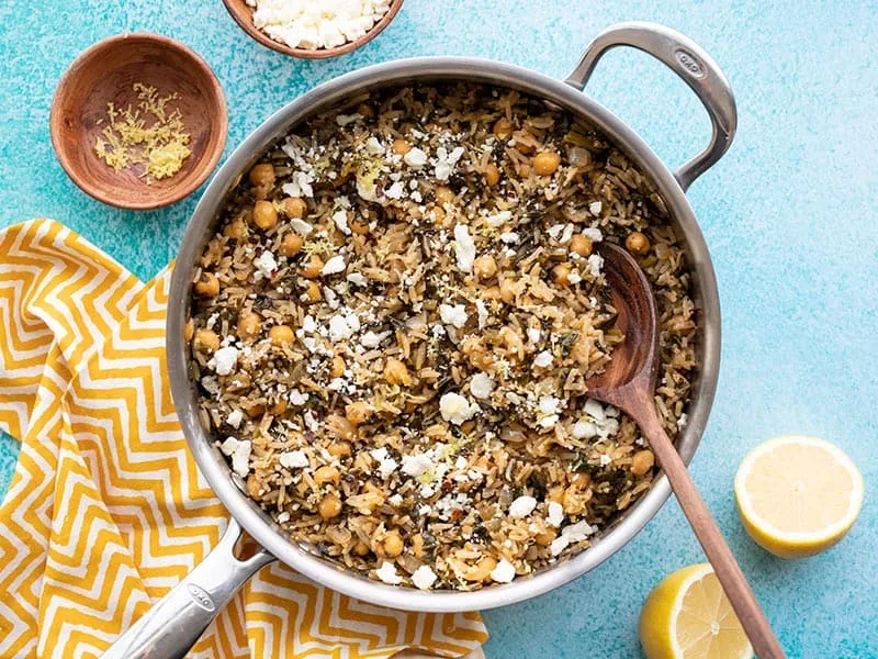 Spinach and Chickpea Rice Pilaf