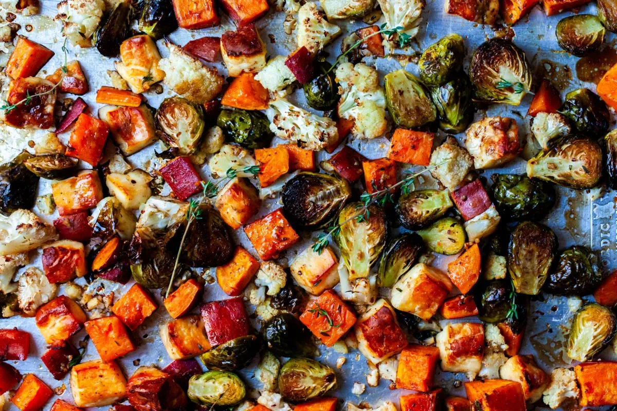 halloumi and fall vegetable roast