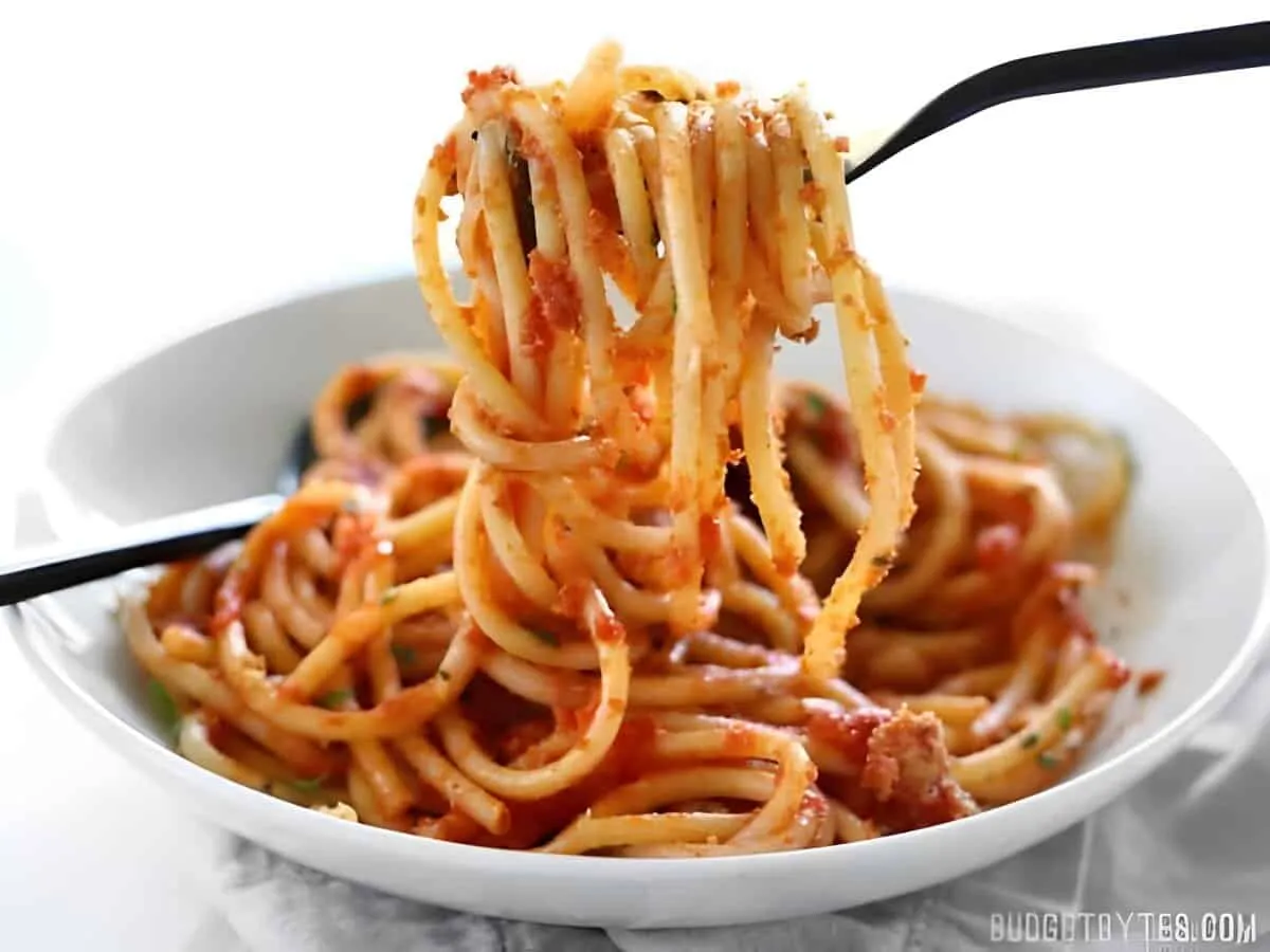 Pasta with 5 Ingredient Butter Tomato Sauce
