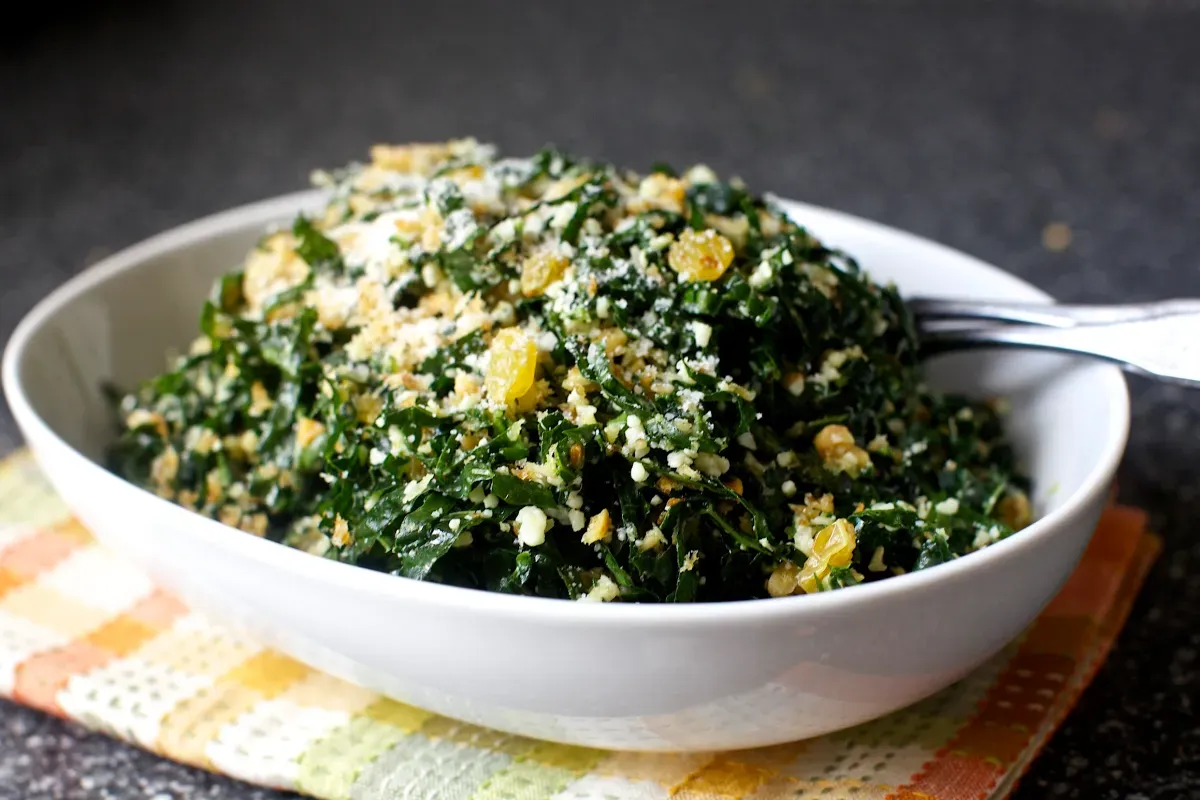 kale salad with pecorino and walnuts