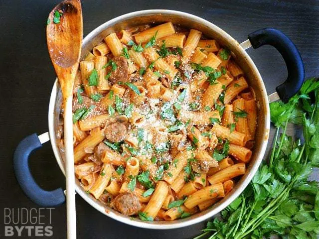 One Pot Sausage & Mushroom Pasta