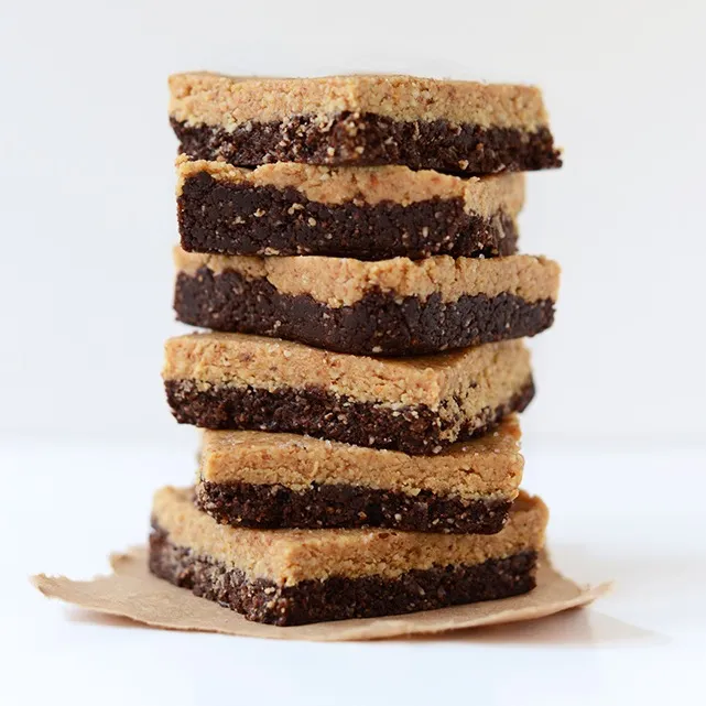 2-Layer No-Bake Peanut Butter Brownie Bars