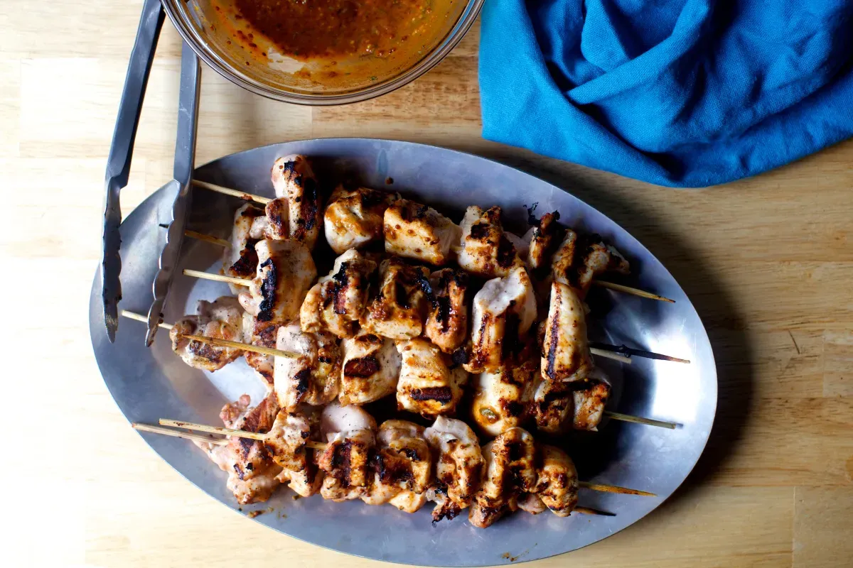 garlic-mustard glazed skewers