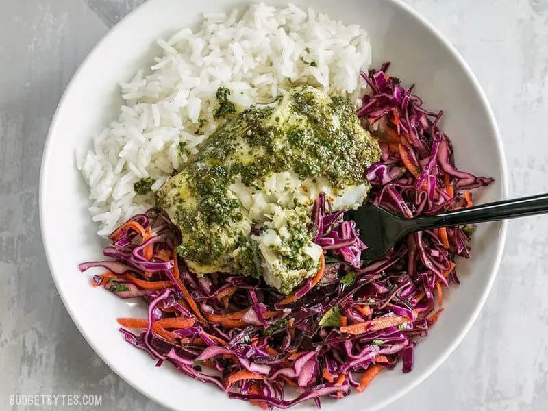 Baked Chimichurri Fish Bowls