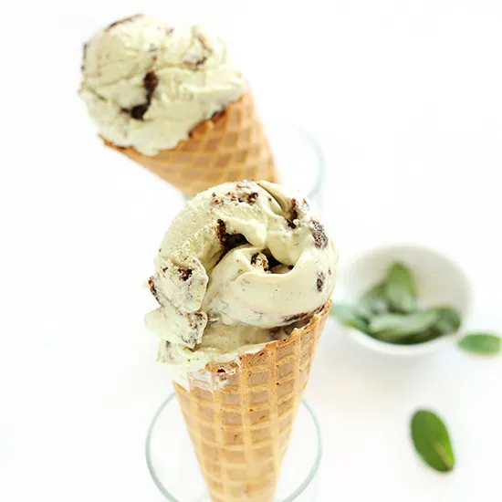 Creamy Vegan Mint Brownie Ice Cream