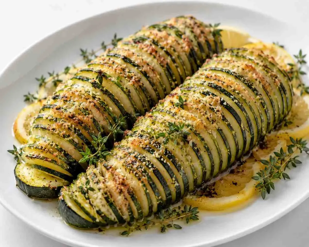 Crispy Parmesan and Lemon Thyme Accordion Zucchini