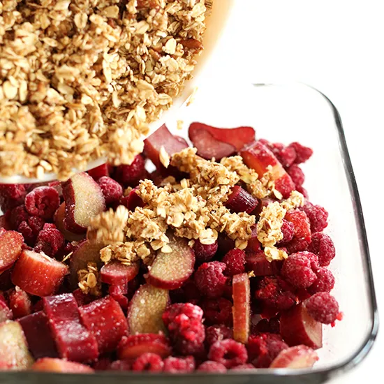 Vegan Gluten-Free Raspberry Rhubarb Crisp