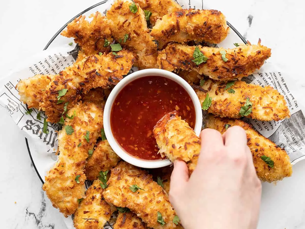 Coconut Chicken Strips with Sweet Chili Sauce