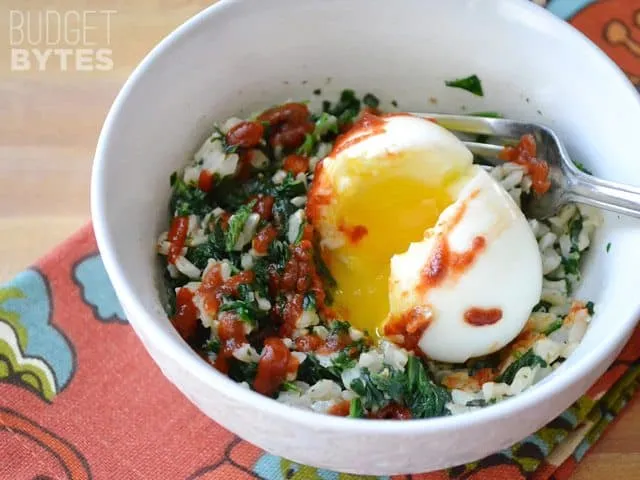 Spinach Rice Breakfast Bowls