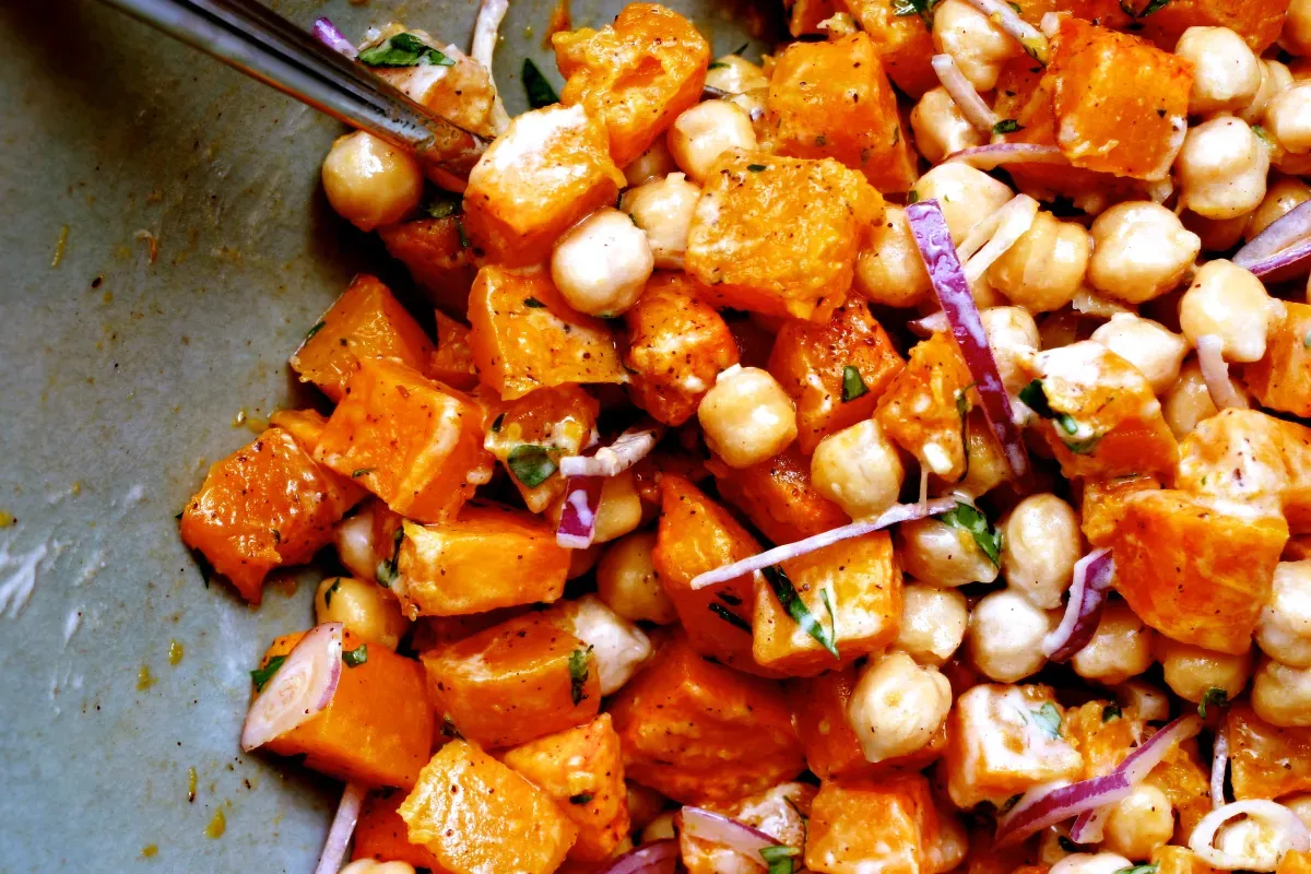 warm butternut squash and chickpea salad