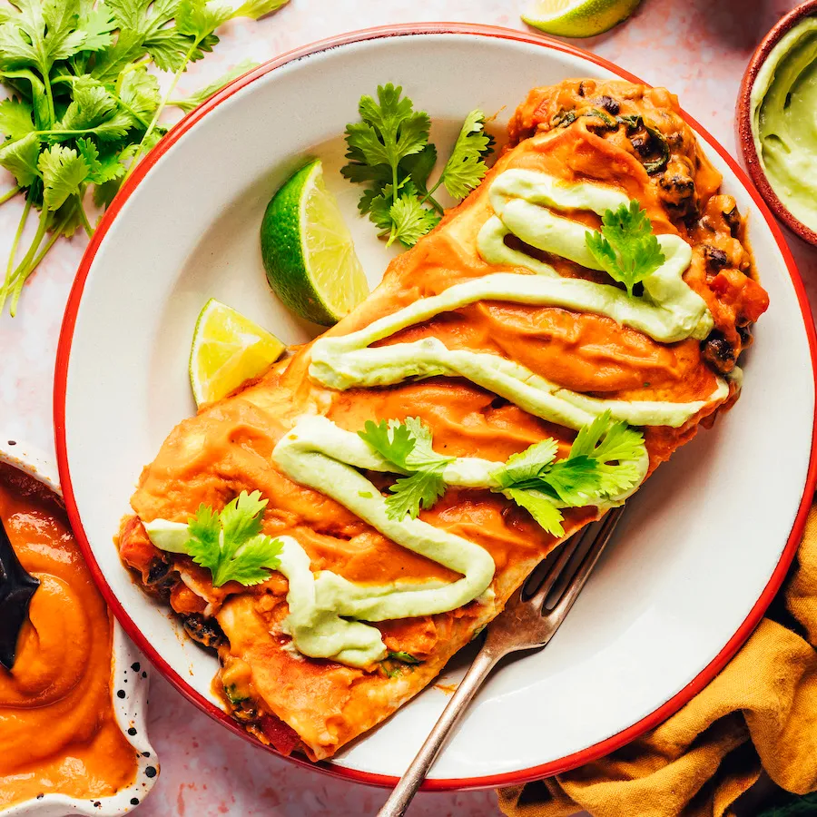 Pumpkin Black Bean Enchiladas (GF Optional)