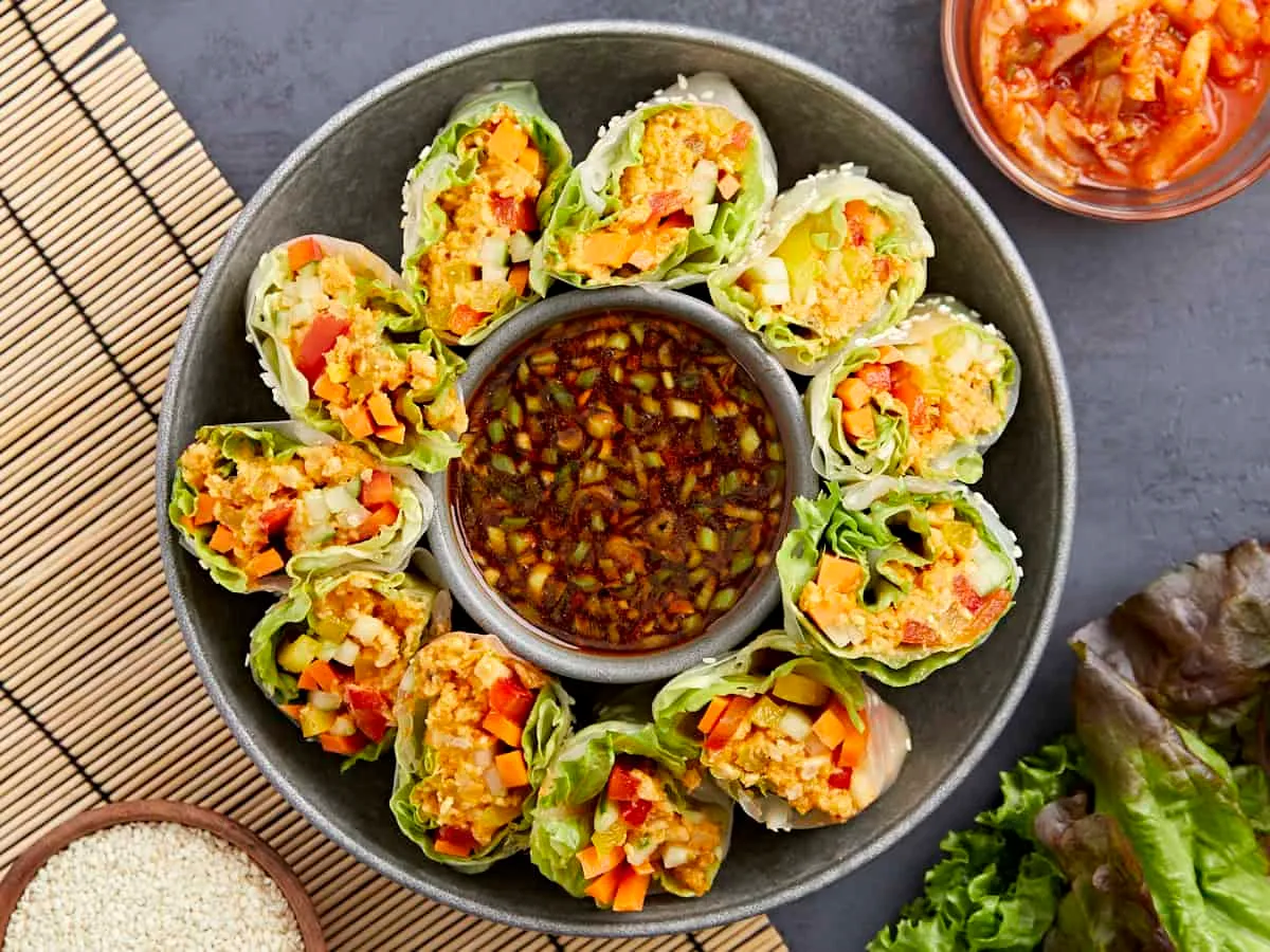 Fresh Kimchi Spring Rolls