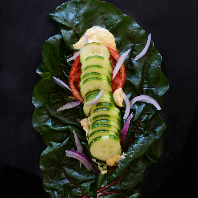 Rainbow Chard Hummus Wraps
