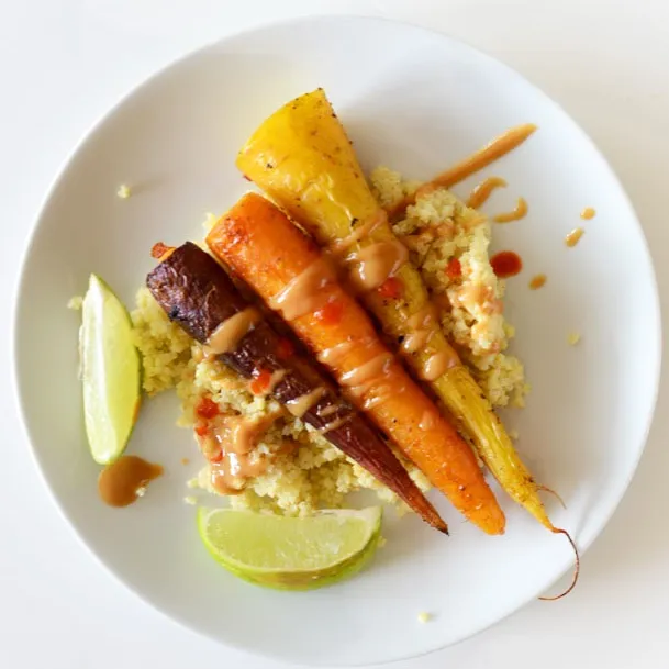 Curry Roasted Carrots with Peanut Sauce