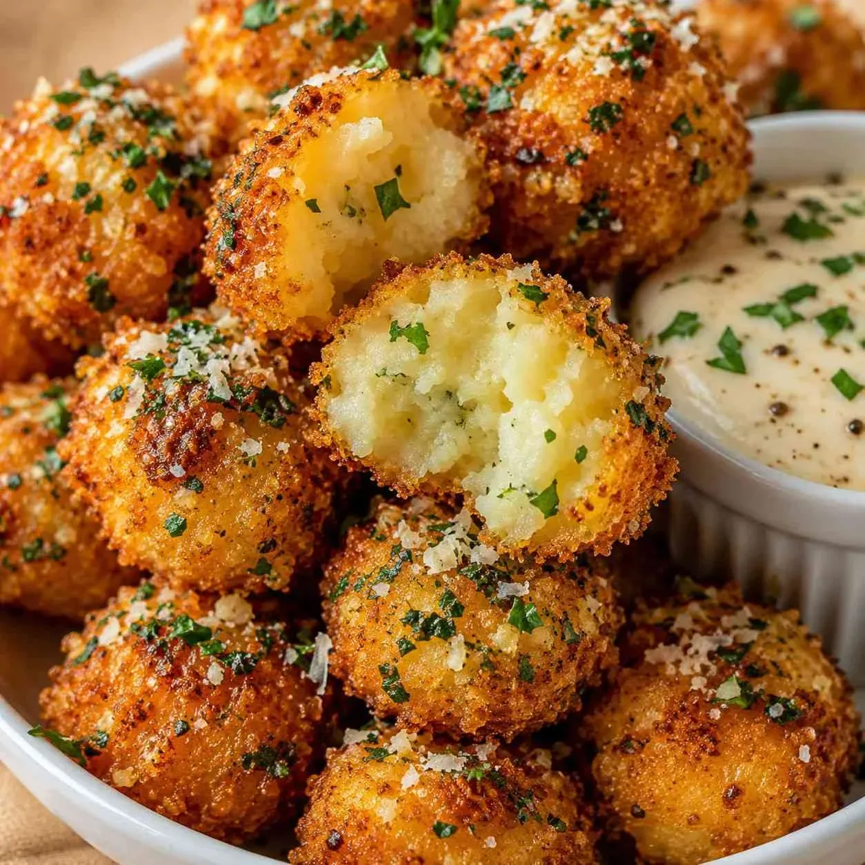 Golden Crispy Garlic Potato Balls - Easy and Delicious