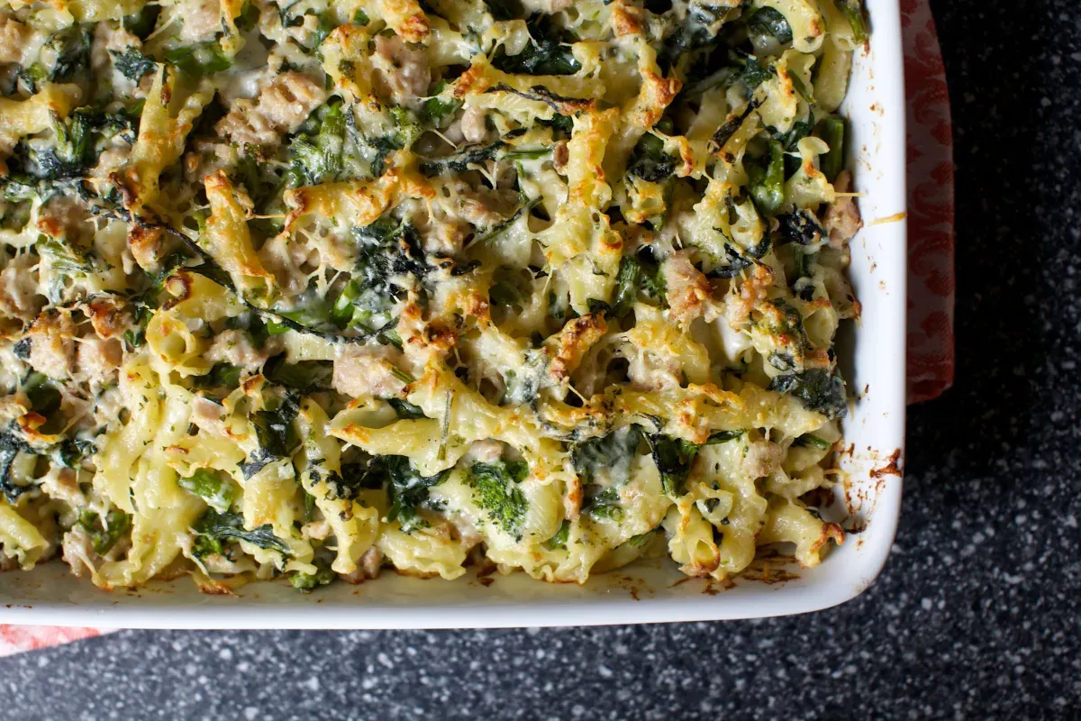 baked pasta with broccoli rabe and sausage