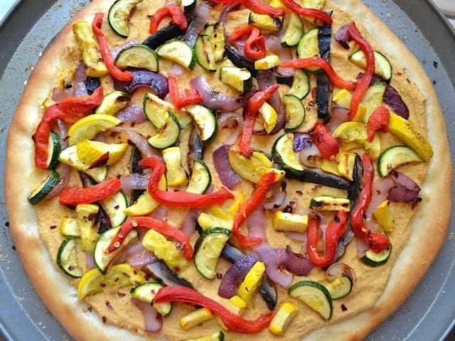 Hummus & Grilled Vegetable Pizza