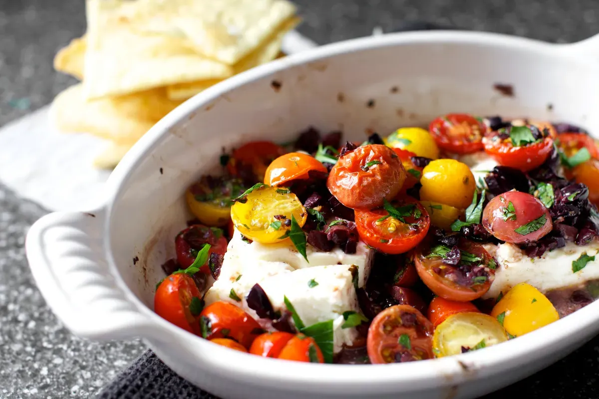 mediterranean baked feta with tomatoes