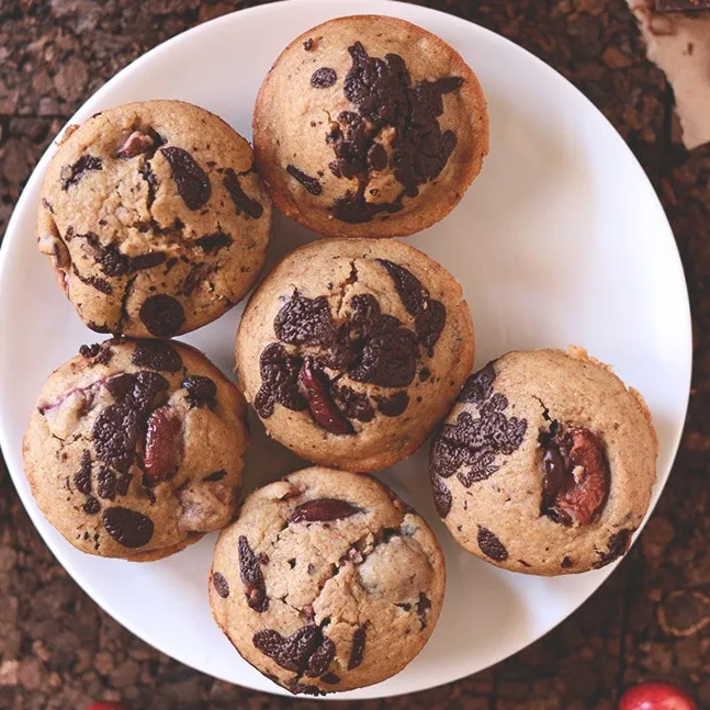 Vegan Cherry Dark Chocolate Chip Muffins